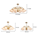 Elegant French Floral Glass Chandelier with 3 Step Dimming LED for Living Room