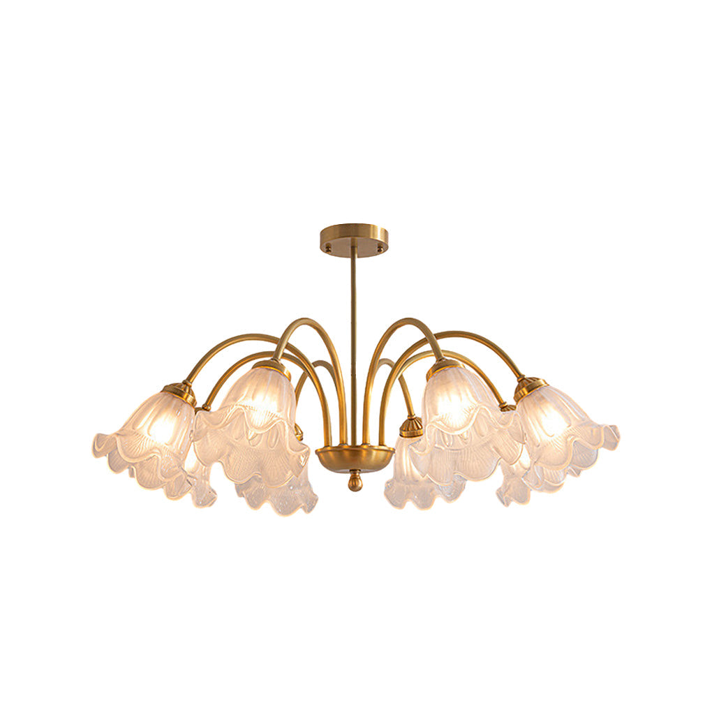 Elegant French Floral Glass Chandelier with 3 Step Dimming LED for Living Room