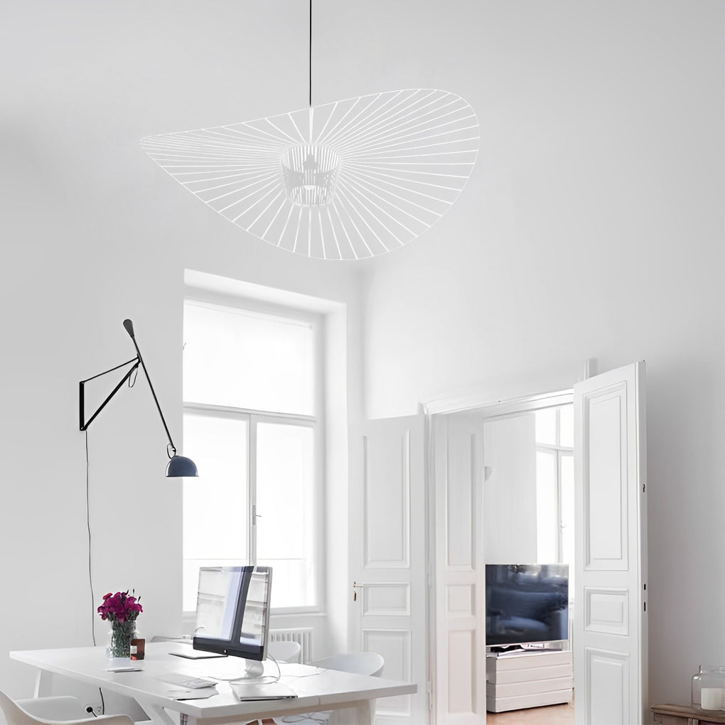 Elegant French Hat Design Fabric Pendant Light Modern Nordic Chandelier for Bedroom and Living Room