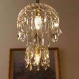 Elegant French Style Crystal Glass Pendant Lamp Vintage Gold LED Hanging Ceiling Light