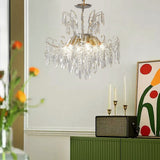 Elegant French Style Glass Crystal Chandelier 3 Color Dimming Luxury Pendant Ceiling Lamp