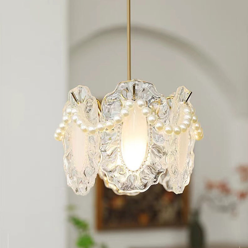 Elegant French Style Glass Feather and Seashell Chandelier with 3 Step Dimming for Bedrooms and Living Rooms
