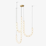 Elegant Glass Pearl Necklace Chandelier Brass and White Globe Modern Ceiling Light Fixture
