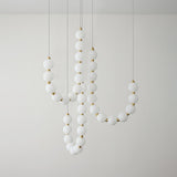 Elegant Glass Pearl Necklace Chandelier Brass and White Globe Modern Ceiling Light Fixture