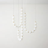 Elegant Glass Pearl Necklace Chandelier Brass and White Globe Modern Ceiling Light Fixture