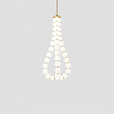 Elegant Glass Pearl Necklace Chandelier Brass and White Globe Modern Ceiling Light Fixture