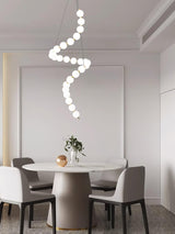 Elegant Glass Pearl Necklace Chandelier Brass and White Globe Modern Ceiling Light Fixture