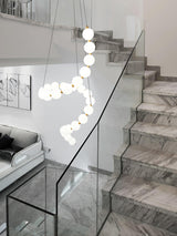Elegant Glass Pearl Necklace Chandelier Brass and White Globe Modern Ceiling Light Fixture