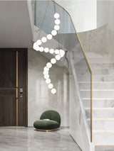 Elegant Glass Pearl Necklace Chandelier Brass and White Globe Modern Ceiling Light Fixture