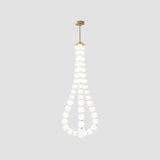 Elegant Glass Pearl Necklace Chandelier Brass and White Globe Modern Ceiling Light Fixture