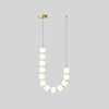 Elegant Glass Pearl Necklace Chandelier Brass and White Globe Modern Ceiling Light Fixture