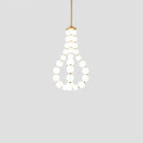 Elegant Glass Pearl Necklace Chandelier Brass and White Globe Modern Ceiling Light Fixture