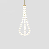 Elegant Glass Pearl Necklace Chandelier Brass and White Globe Modern Ceiling Light Fixture
