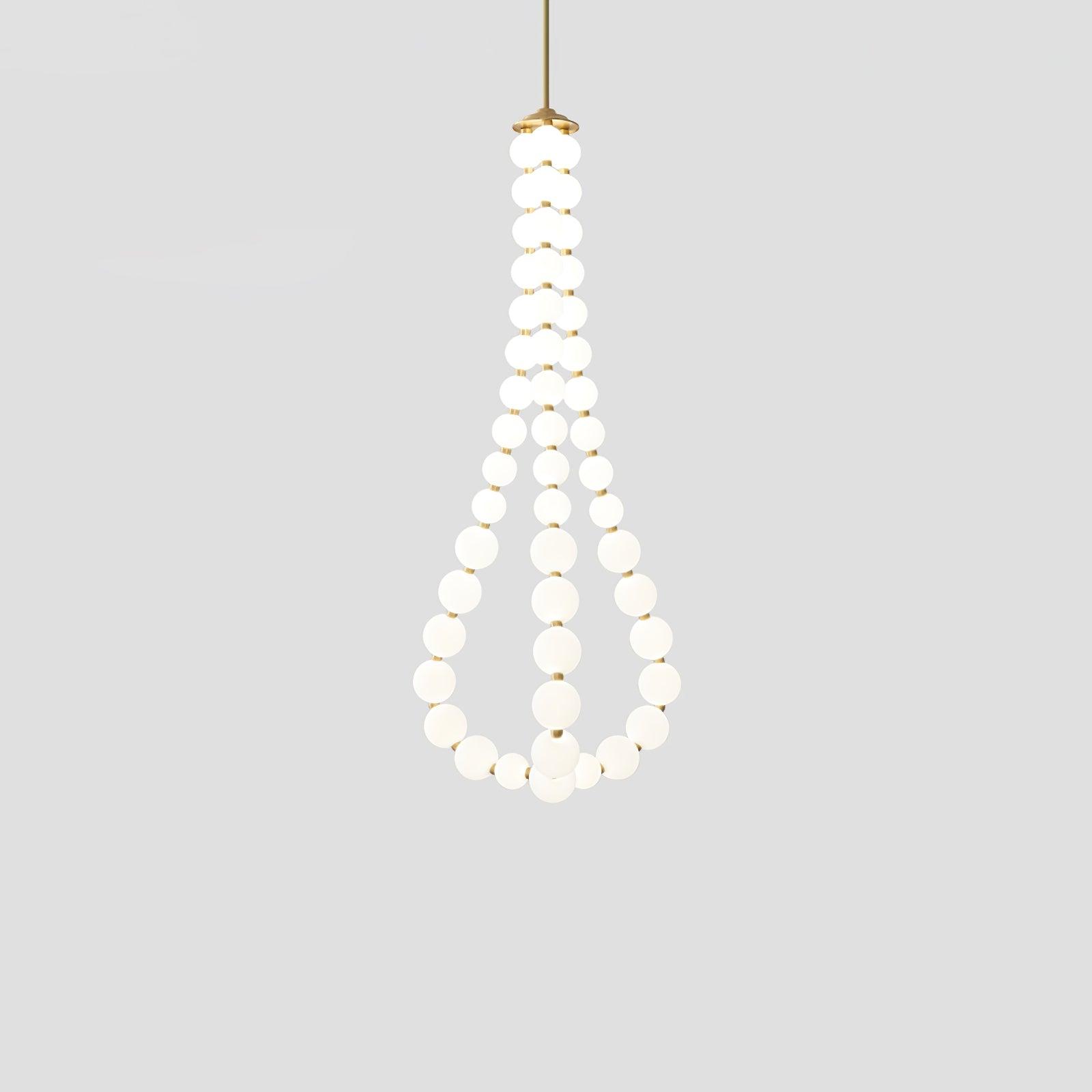 Elegant Glass Pearl Necklace Chandelier Brass and White Globe Modern Ceiling Light Fixture