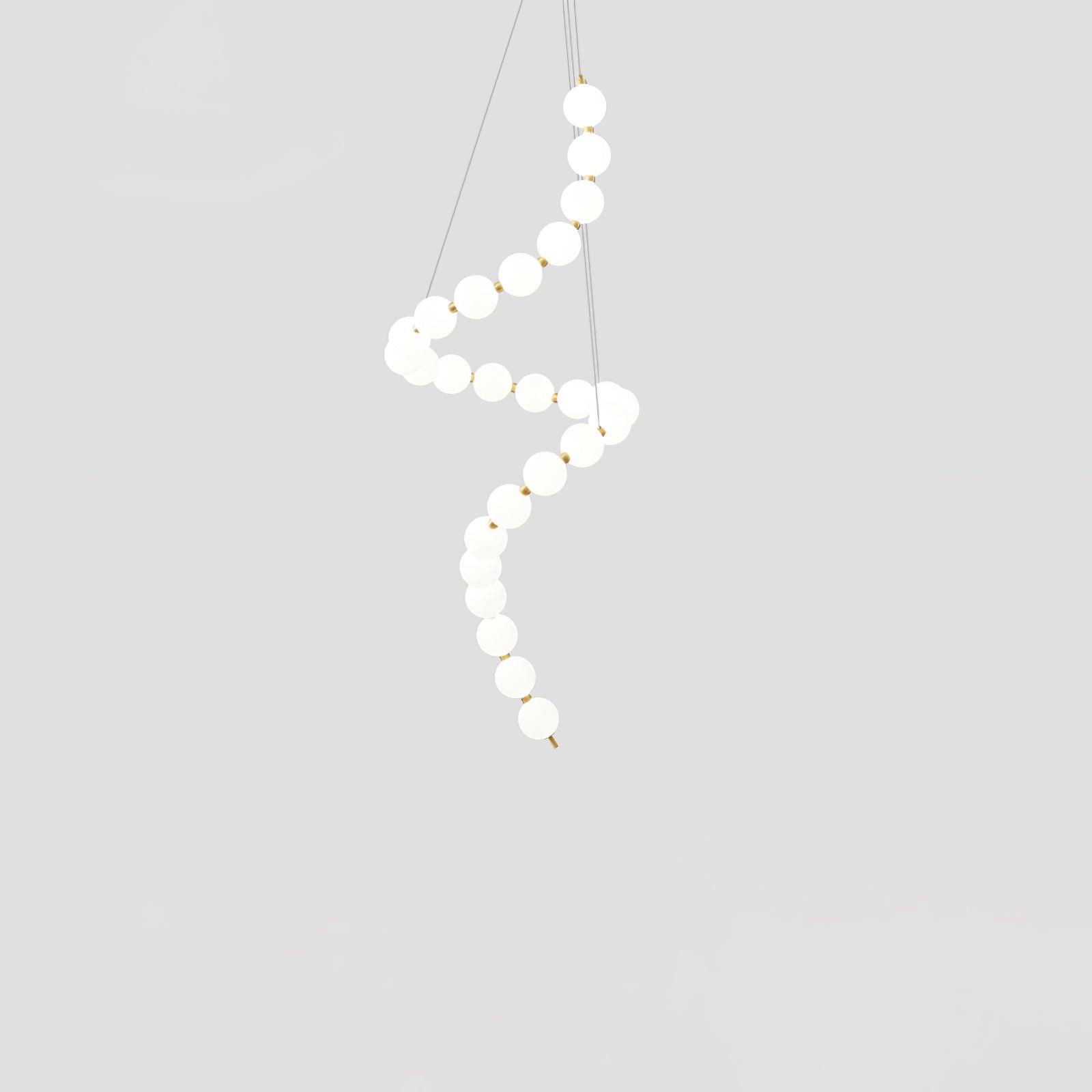 Elegant Glass Pearl Necklace Chandelier Brass and White Globe Modern Ceiling Light Fixture