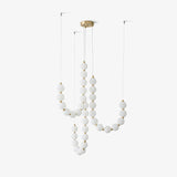 Elegant Glass Pearl Necklace Chandelier Brass and White Globe Modern Ceiling Light Fixture