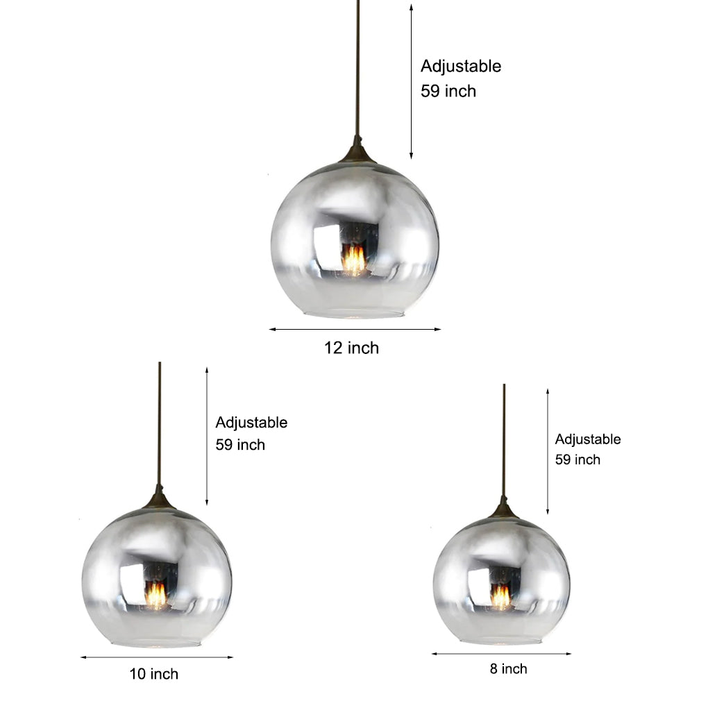 Elegant Glass Sphere Pendant Light Modern LED Hanging Ceiling Lamp for Dining Room and Kitchen Island