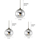 Elegant Glass Sphere Pendant Light Modern LED Hanging Ceiling Lamp for Dining Room and Kitchen Island