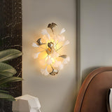 Elegant Gold and White Ginkgo Leaf Wall Sconce Indoor Ceramic Accent Lighting