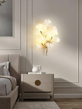 Elegant Gold and White Ginkgo Leaf Wall Sconce Indoor Ceramic Accent Lighting