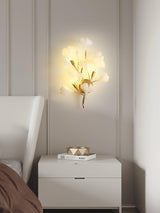 Elegant Gold and White Ginkgo Leaf Wall Sconce Indoor Ceramic Accent Lighting