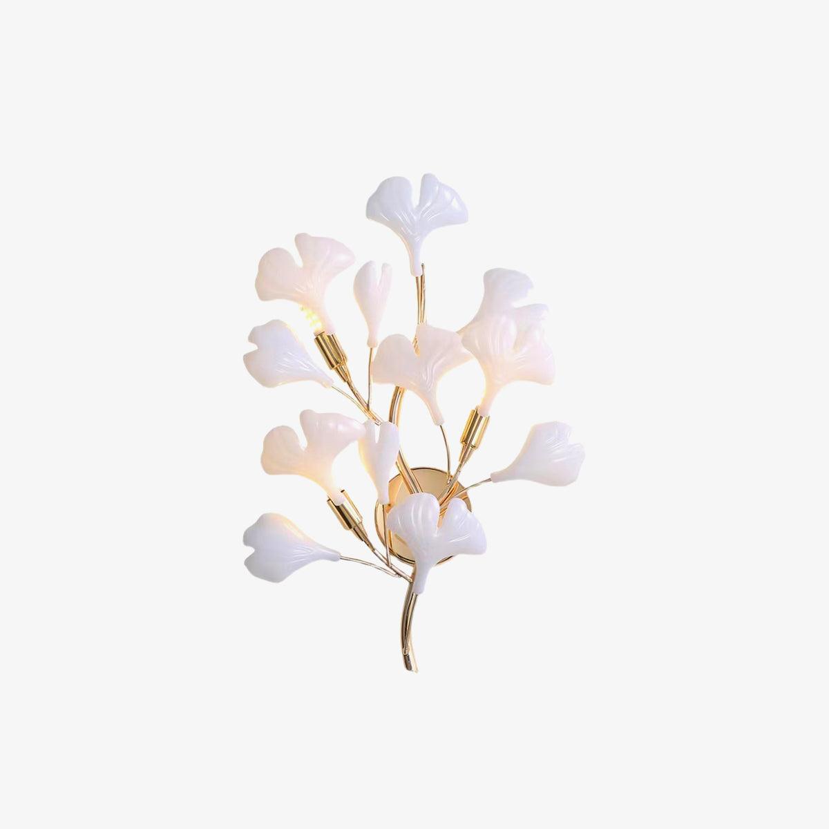 Elegant Gold and White Ginkgo Leaf Wall Sconce Indoor Ceramic Accent Lighting