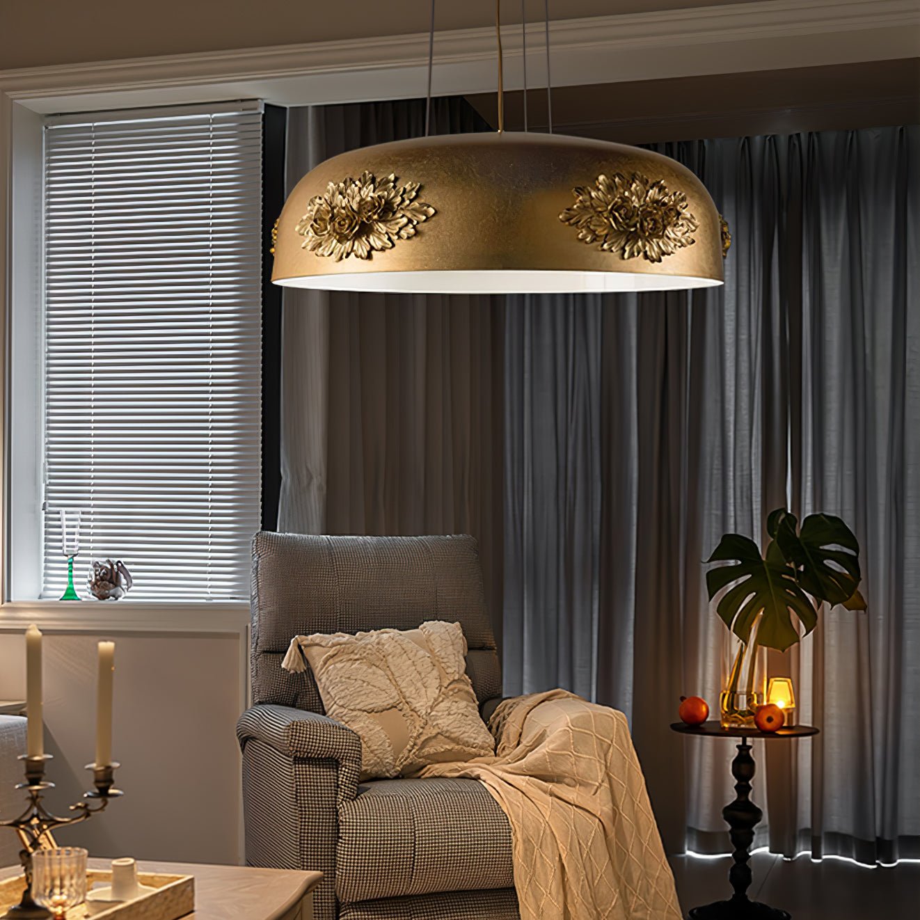 Elegant Gold Crystal Pendant Light Luxury Resin Chandelier with Gold Foil Finish
