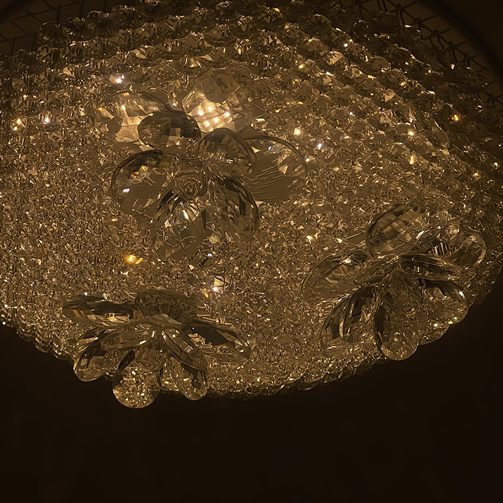 Elegant Gold Crystal Pendant Light Luxury Resin Chandelier with Gold Foil Finish
