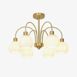 Elegant Gold Pumpkin Glass Chandelier Gasolier Pendant Lighting for Dining and Living Rooms