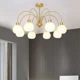 Elegant Gold Pumpkin Glass Chandelier Gasolier Pendant Lighting for Dining and Living Rooms