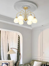 Elegant Gold Pumpkin Glass Chandelier Gasolier Pendant Lighting for Dining and Living Rooms
