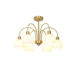 Elegant Gold Pumpkin Glass Chandelier Gasolier Pendant Lighting for Dining and Living Rooms