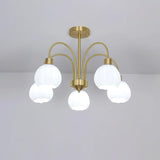 Elegant Gold Pumpkin Glass Chandelier Gasolier Pendant Lighting for Dining and Living Rooms