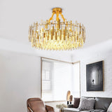 Elegant Golden Round Crystal Chandelier Luxury Modern Pendant Lighting for Dining and Living Rooms