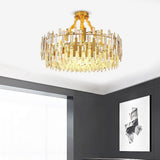 Elegant Golden Round Crystal Chandelier Luxury Modern Pendant Lighting for Dining and Living Rooms
