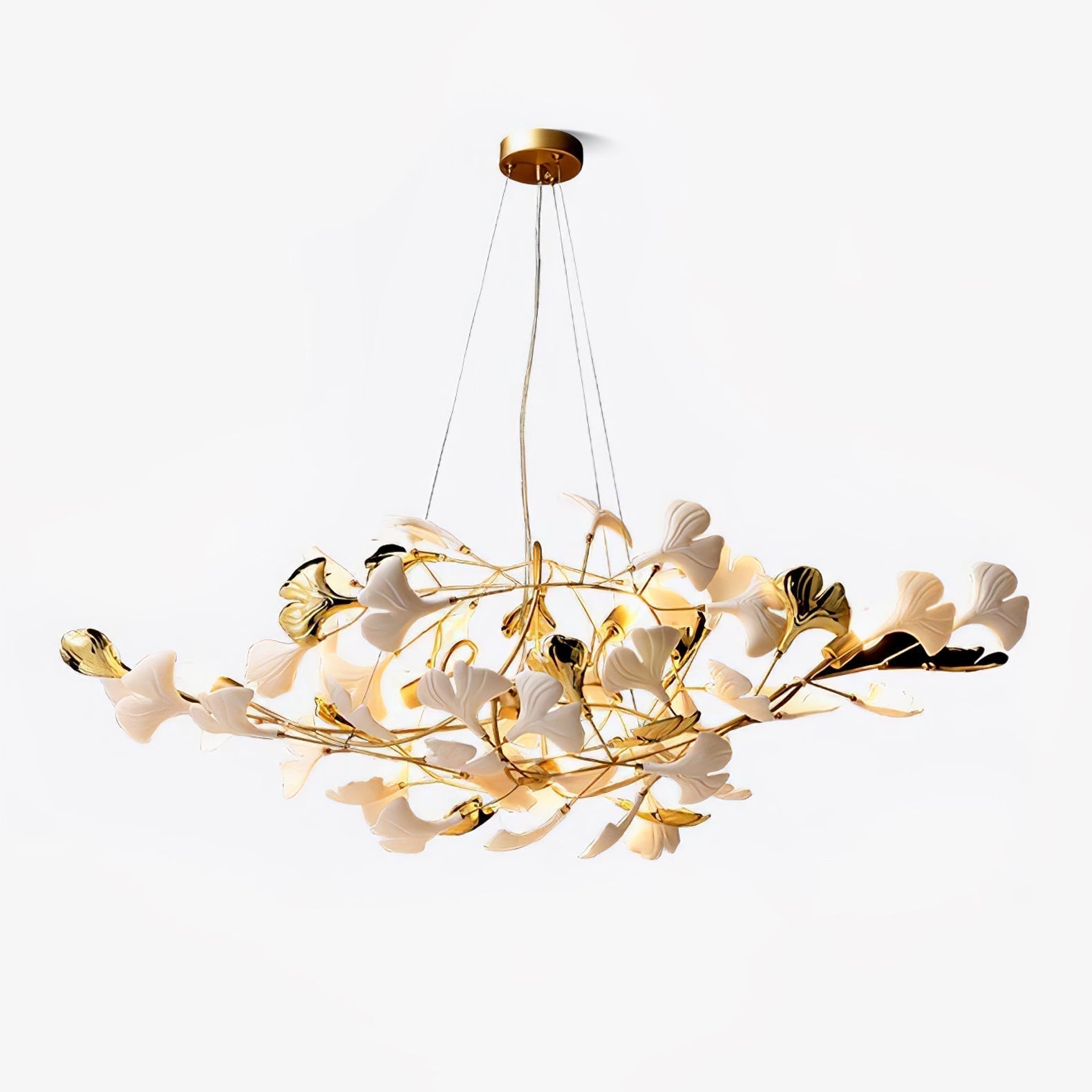 Elegant Handcrafted Ceramic Ginkgo Leaf Chandelier for Modern Luxury Living Rooms