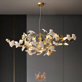 Elegant Handcrafted Ceramic Ginkgo Leaf Chandelier for Modern Luxury Living Rooms