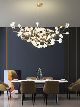 Elegant Handcrafted Ceramic Ginkgo Leaf Chandelier for Modern Luxury Living Rooms