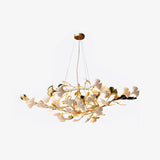 Elegant Handcrafted Ceramic Ginkgo Leaf Chandelier for Modern Luxury Living Rooms
