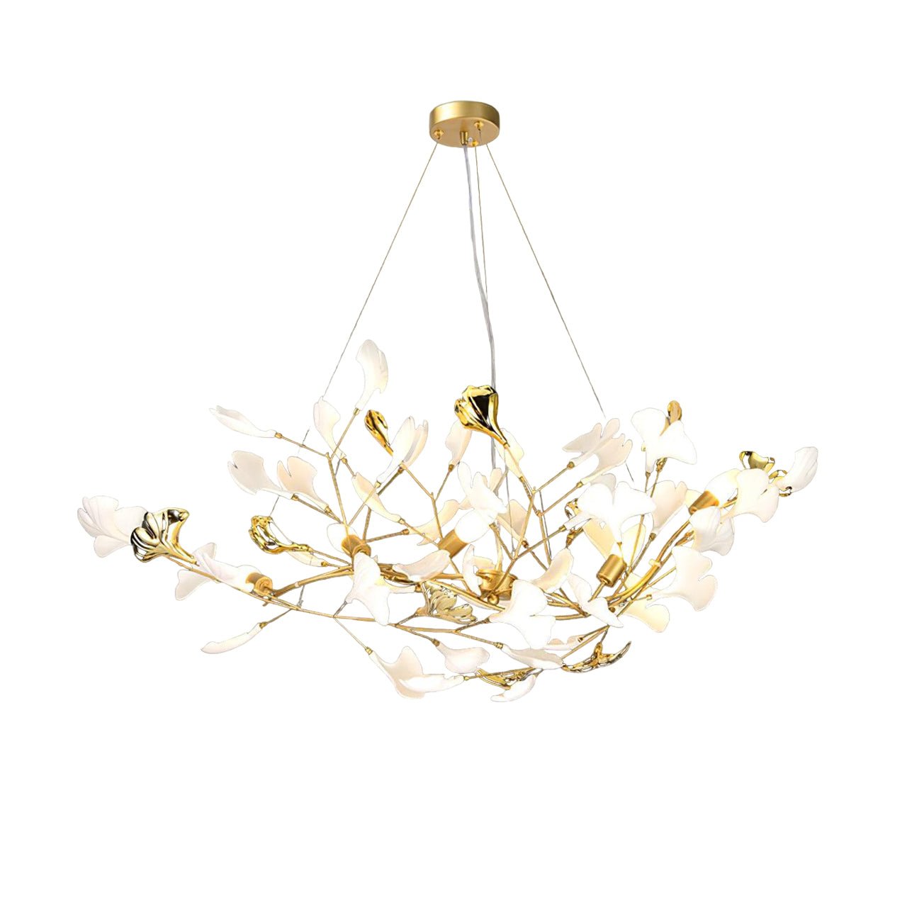 Elegant Handcrafted Ceramic Ginkgo Leaf Chandelier for Modern Luxury Living Rooms