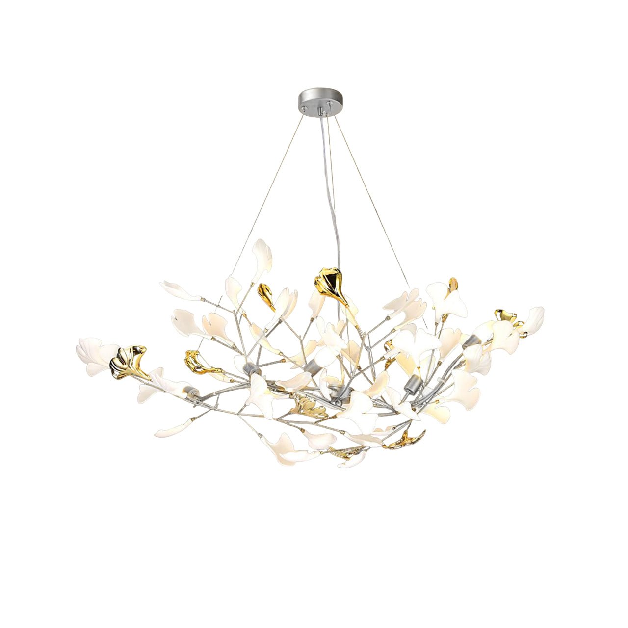 Elegant Handcrafted Ceramic Ginkgo Leaf Chandelier for Modern Luxury Living Rooms