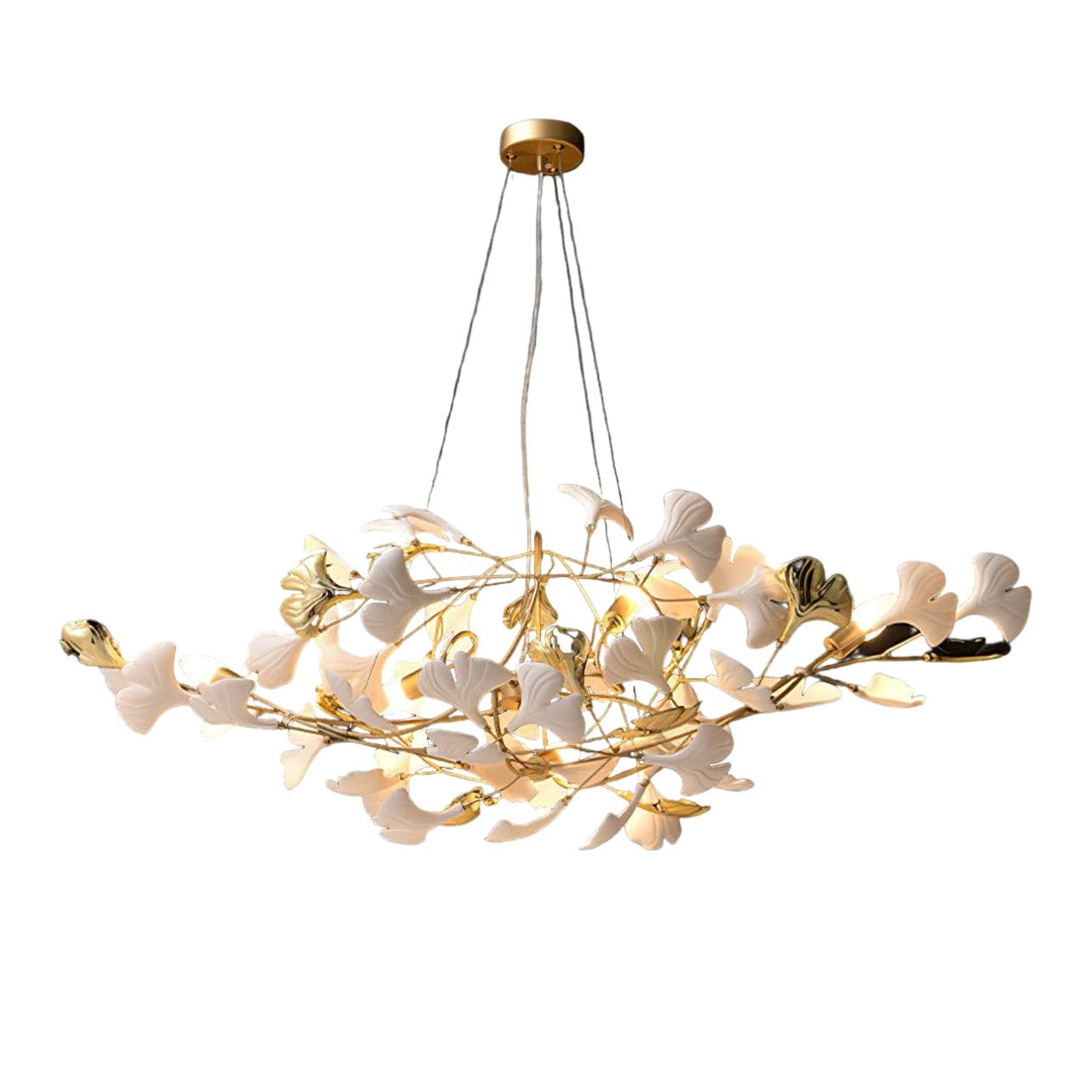 Elegant Handcrafted Ceramic Ginkgo Leaf Chandelier for Modern Luxury Living Rooms