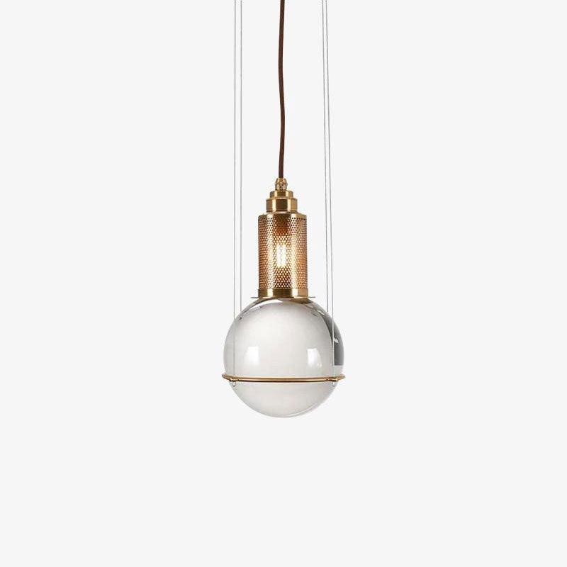 Elegant Handmade Crystal Glass Pendant Light Modern Floating Globe Hanging Lamp Gold