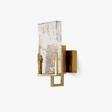 Elegant Ice Crystal Glass Wall Sconce Brass Finish Modern Indoor Light Fixture