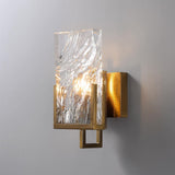Elegant Ice Crystal Glass Wall Sconce Brass Finish Modern Indoor Light Fixture