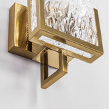 Elegant Ice Crystal Glass Wall Sconce Brass Finish Modern Indoor Light Fixture