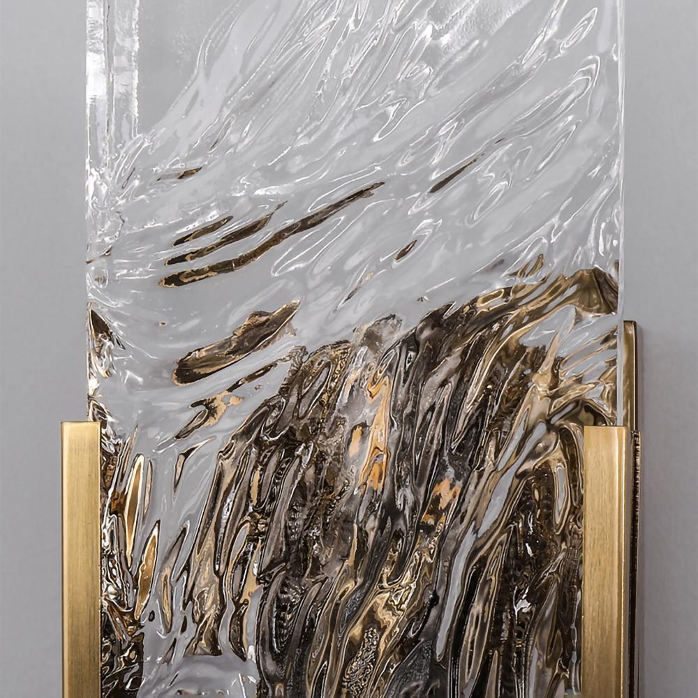 Elegant Ice Crystal Glass Wall Sconce Brass Finish Modern Indoor Light Fixture