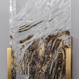 Elegant Ice Crystal Glass Wall Sconce Brass Finish Modern Indoor Light Fixture