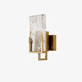 Elegant Ice Crystal Glass Wall Sconce Brass Finish Modern Indoor Light Fixture