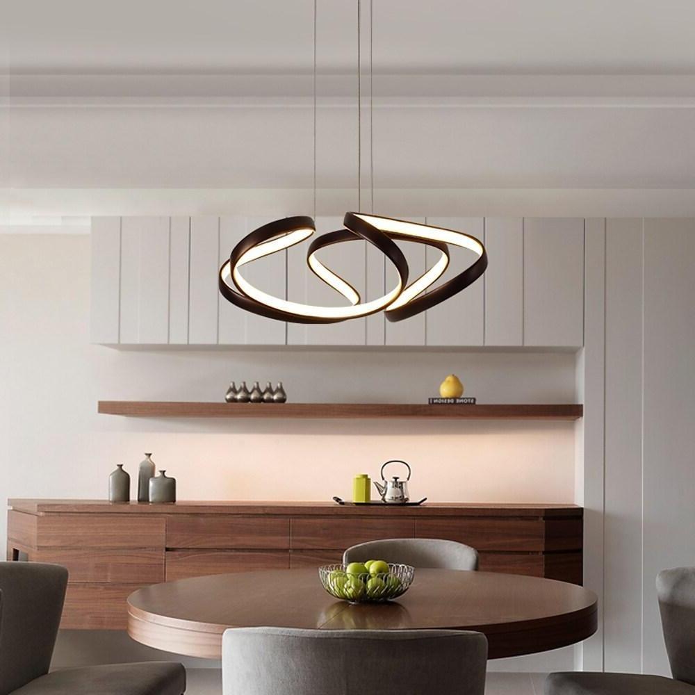 Elegant Interwoven Wave Design LED Gold Pendant Light Modern Metal Chandelier Ceiling Fixture
